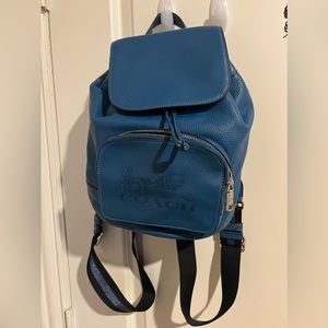 Blue leather Coach backpack